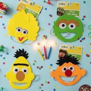 Sesame Street Felt Masks Set of 4 – Big Bird, Oscar the Grouch, Bert, and Ernie